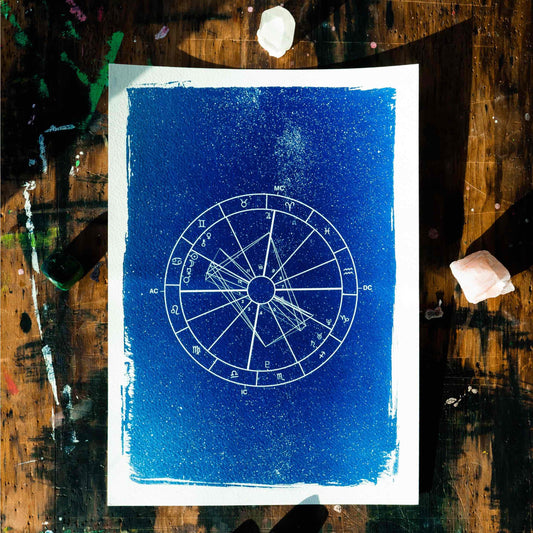 Personalised Birth Chart, Original Cyanotype